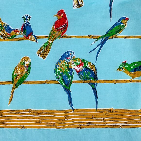 Vintage 50s Half Apron Birds on Branches John Wolf Textiles Novelty Print - Picture 4 of 9